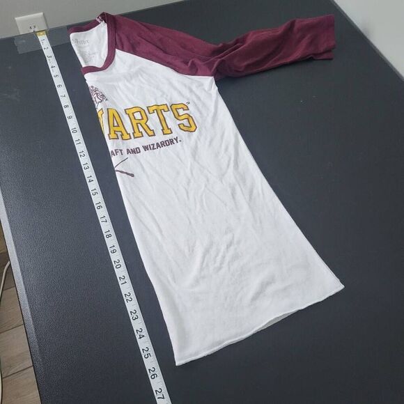 Harry Potter Womens Hogwarts School Tee Large White Maroon Wizard Semi Sheer - Picture 6 of 6